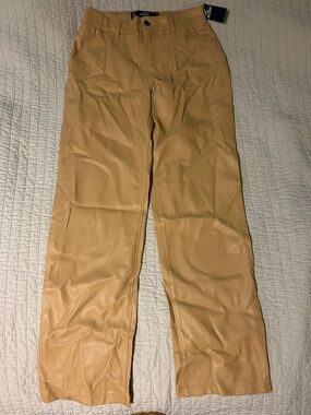 Hollister Tan Faux Leather High Rise Pants - 5R w27